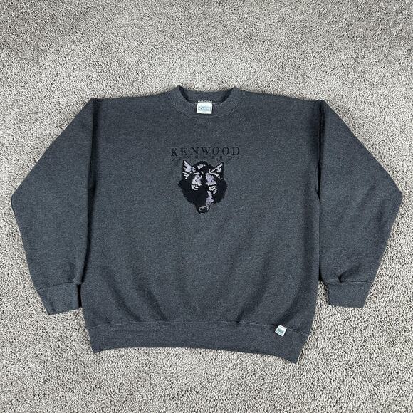 VINTAGE Kenwood Vineyards Sweatshirt Mens Large Embroidered Wolf Made USA 90s - Picture 1 of 10